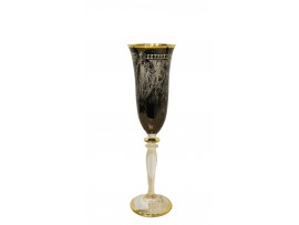 Ис-3491/756 Набор из 6 бокалов для шампанского на ножке SAME в черном цвете с золотой оконтовкой (наборы бокалов фужер фужеры бокалы хрустальные)