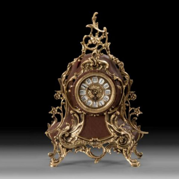 Гв-4600 Настольные часы 42*16 см кожа и бронза Virtus