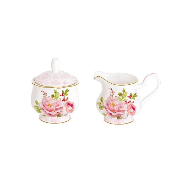 Ил-097589 Набор сахарница и молочник фарфоровые 175 мл + 200 мл FLORAL DAMASK 0373 FLDA