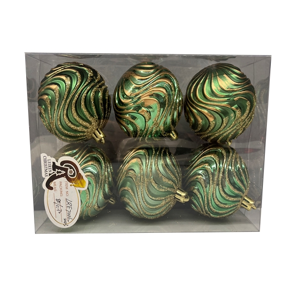 Ри-Нг-589 Набор елочных шаров 7см из 6 шт зеленые LRE7006-243