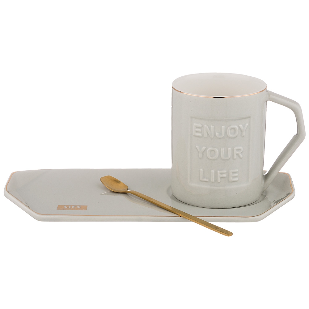 Рос 90-1036 ЧАЙНЫЙ НАБОР "BREAK TIME" НА 1ПЕР.  3ПР. 250МЛ, СЕРЫЙ