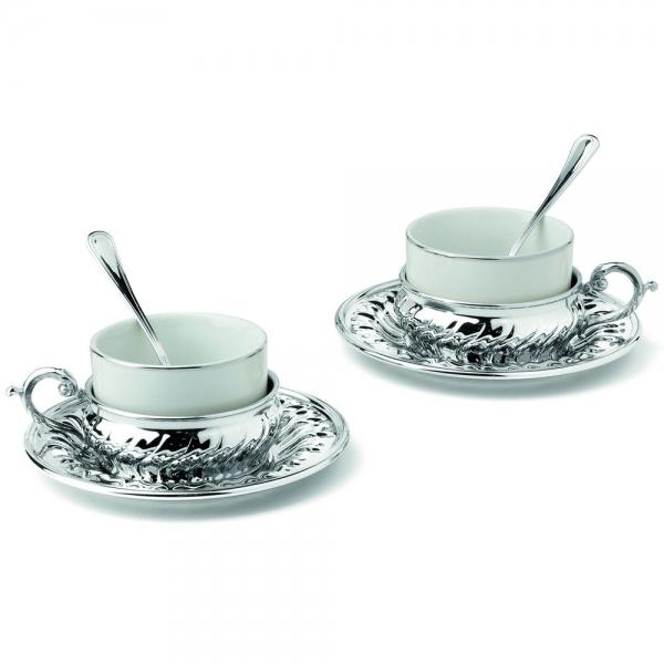 Иг-2207700 Чайный набор на 2 персоны "Stradivari" с отделкой под серебро в подароч.коробке Chinelli