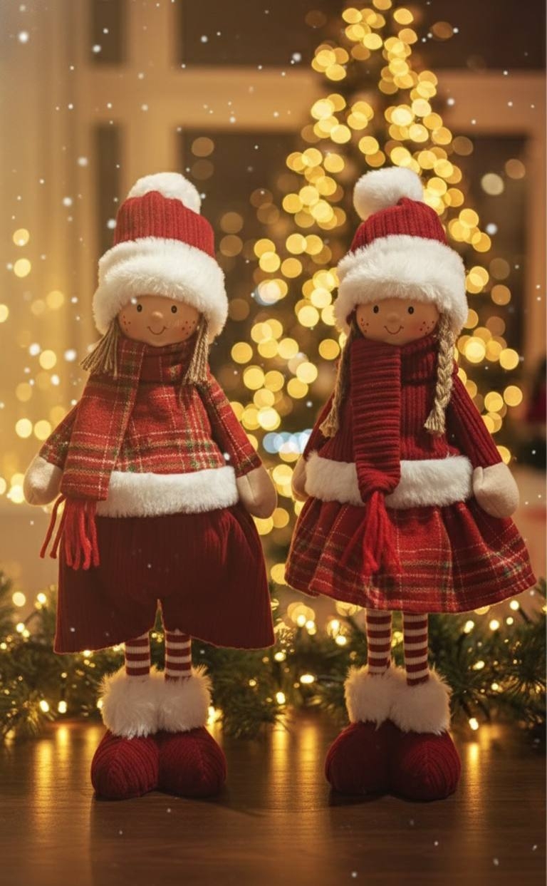 Ри-Нг-871 Декоративная мягкая игрушка "Кукла" 18*16*37 XY3223格子裙