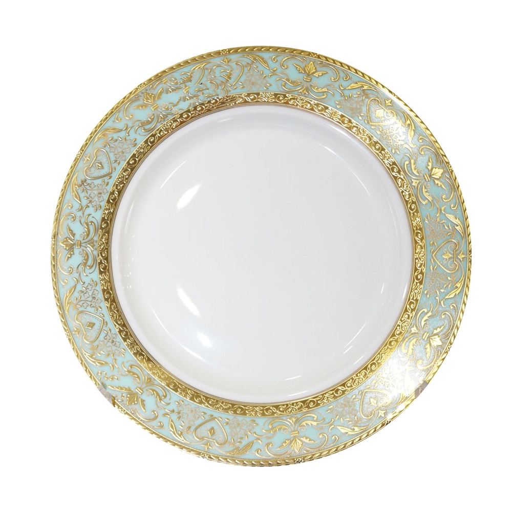 РД-14/55 Тарелка BC.HW 9  PIATE (23CM)  629101000301 шт (тарелки овальные штучные фарфоровые с бирюзовой каймой и золотым узором)