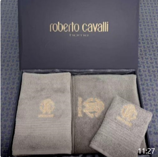 КПГ-509/беж Набор полотенец ROBERTO CAVALLI 100% Египетский хлопок 70*150/ 35*75/ 34*34см цвет бежевый к-т