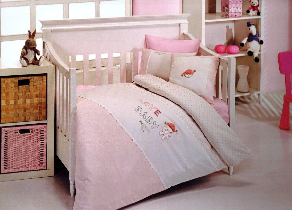 MD-150/р Постельное белье детское для девочки цвет розовый Baby LOVE BABY NEV.TK  Maison D'or  к-т