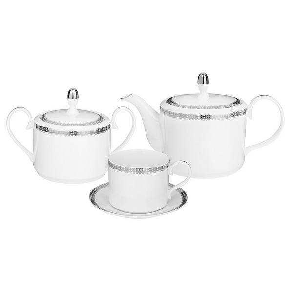 Рос 590-483 ЧАЙНЫЙ СЕРВИЗ LEFARD "CROWN" НА 6 ПЕР. 14 ПР. ПЛАТИНОВЫЙ