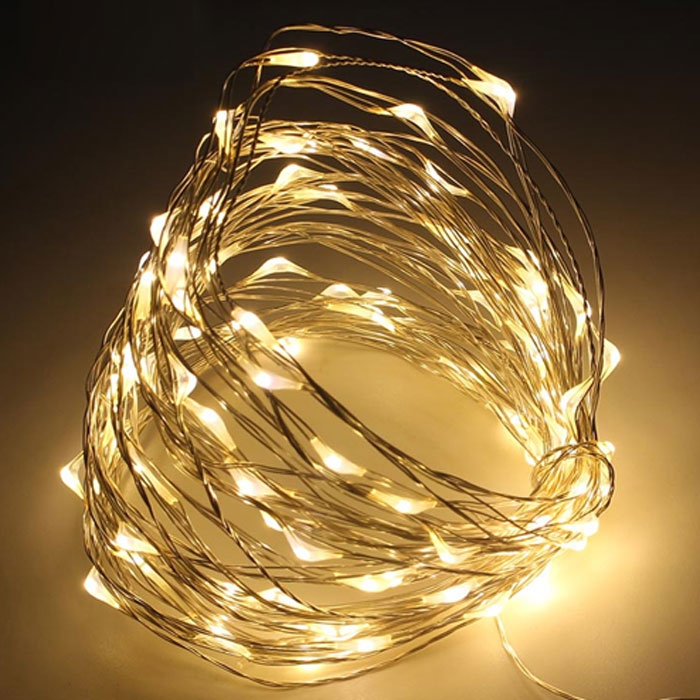 Ри-47/118 Гирлянда 100L 10M медный провод, с адаптером, 3м провод warm white