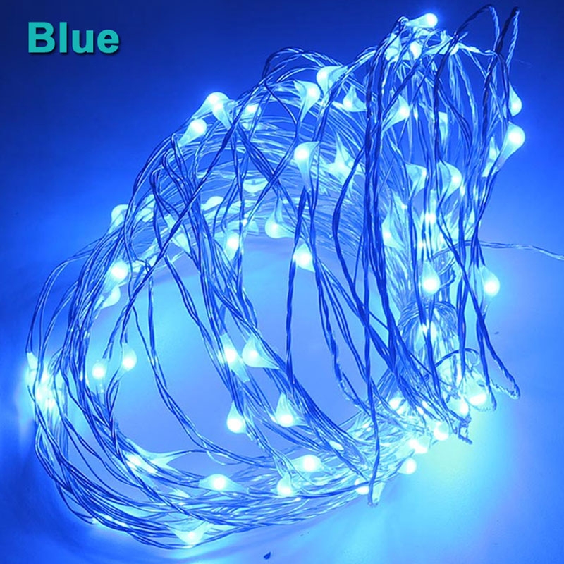 Ри-47/119 Гирлянда 100L 10PCS * 10L медный провод лоза, 3 * батарейка АА blue