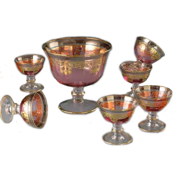 Ис-7734/PGS/G Набор фруктовница+6 креманок с золотой оконтовкой SAME 64399