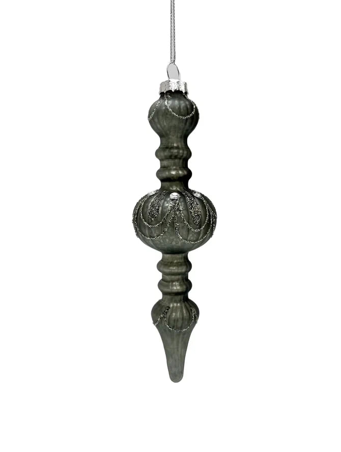 РТР 14011 ЕЛОЧНАЯ ИГРУШКА СОСУЛЬКА ФИГУРНАЯ 16 СМ ГРАФИТ СТЕКЛО