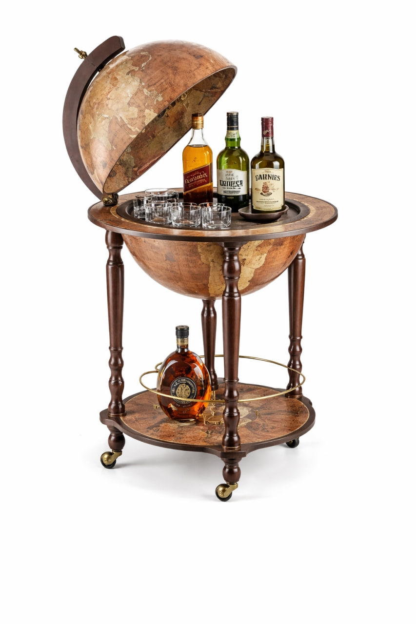 Зи-37 Глобус бар ИТАЛИЯ напольный  "Da Vinci" голубой U.020/N