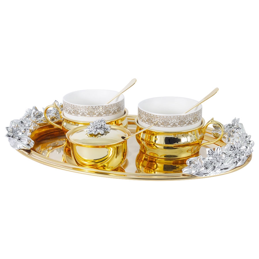 Иг-6209800 Кофейный набор: 2 чашки на подносе в золоте 30*20см Chinelli (ЧАШКИ С БЛЮДЦАМИ ФАРФОРОВАЯ ПОСУДА С ЗОЛОТОМ)