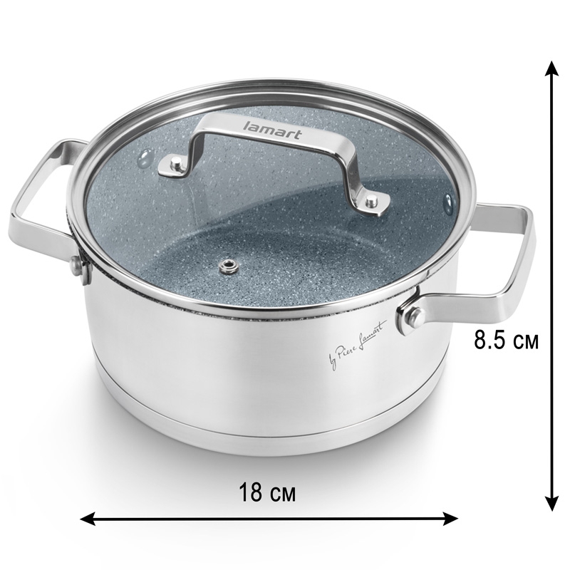 LT 1102 Кастрюля стальная Lamart 1,9л 18*8,5см