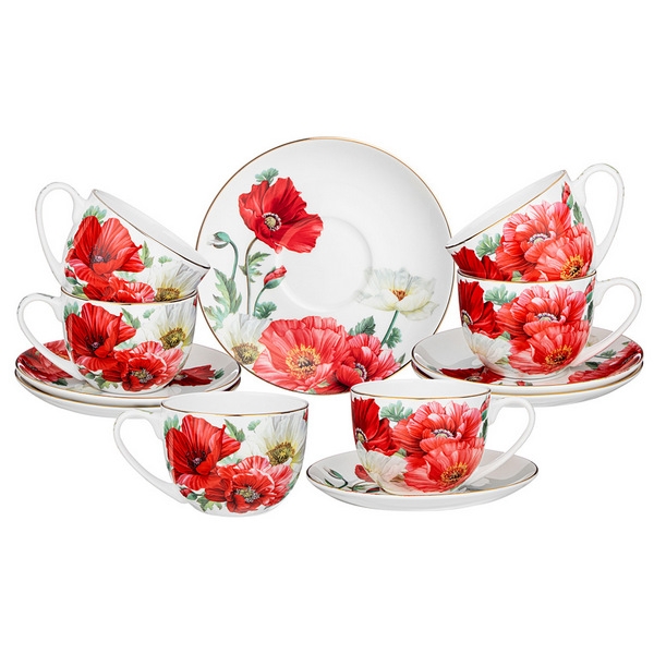 Рос 104-922 ЧАЙНЫЙ НАБОР LEFARD "МАКИ" НА 6 ПЕР. 12 ПР. 330 МЛ