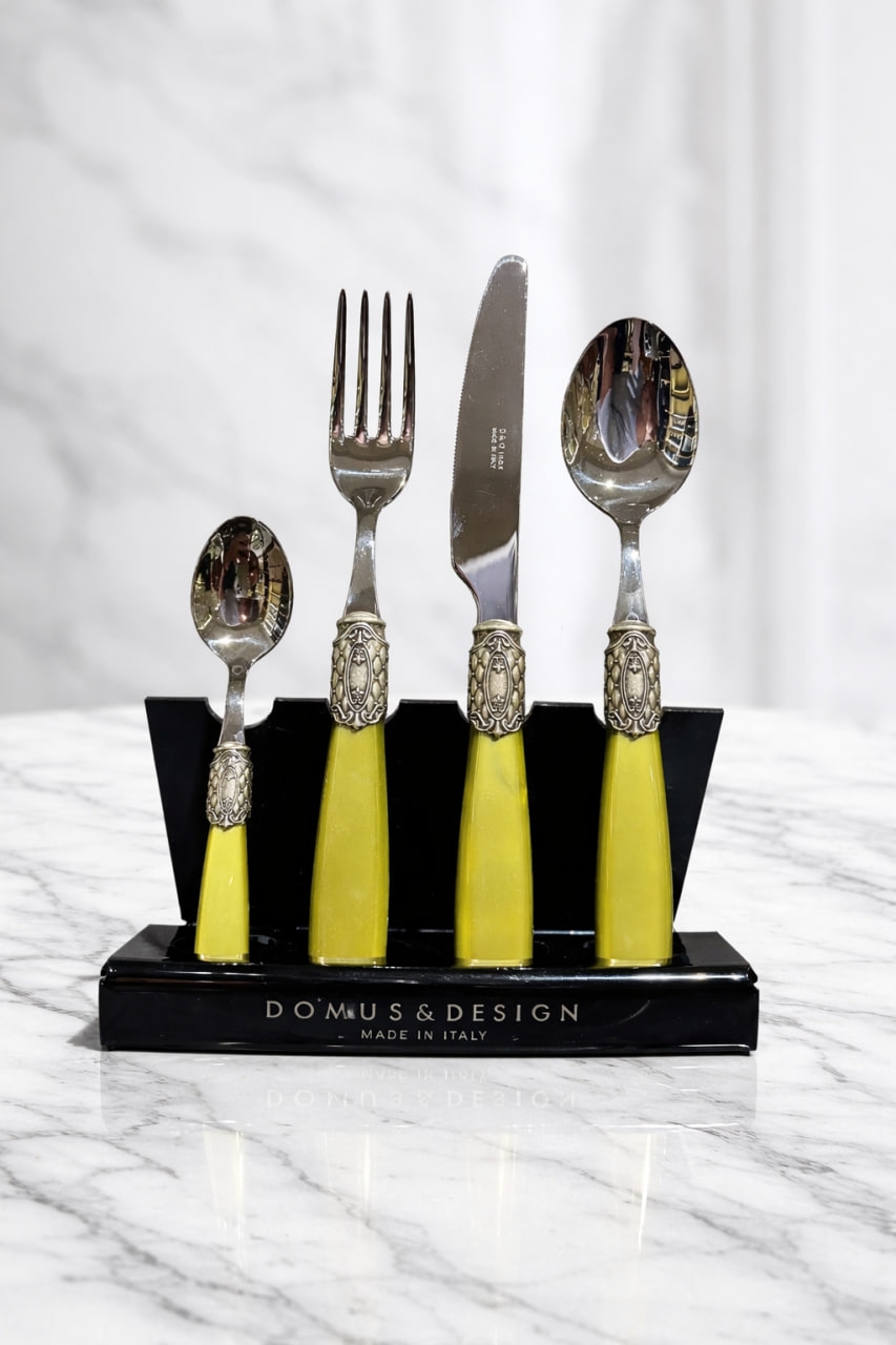 Дд-85 Столовые приборы на 12 перс "VICTORIA" оливково-зеленый жемчуг 49 пр в деревянной коробке CD49VTOS/VO Нерж.сталь Domus Design