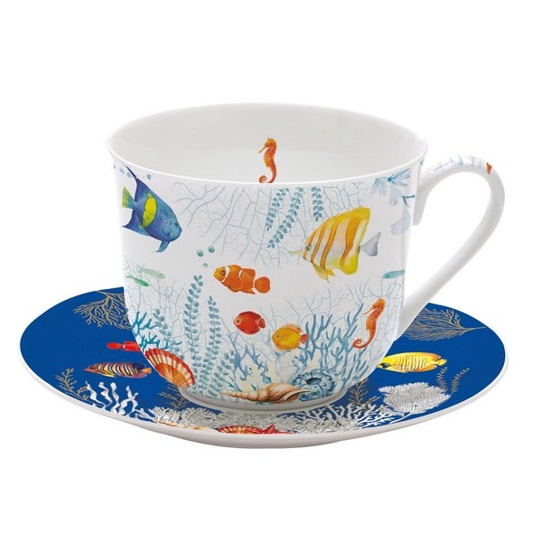 Ил-137773 Фарфоровая чашка с блюдцем 400 мл в цветной коробке AQUARIUM 1454 AQRM