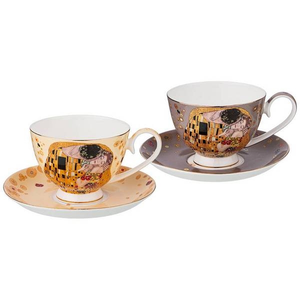 Рос 104-665 ЧАЙНЫЙ НАБОР LEFARD "ПОЦЕЛУЙ" (Г. КЛИМТ) НА 2ПЕР.4ПР.250 МЛ, КРЕМОВЫЙ, СЕРЫЙ