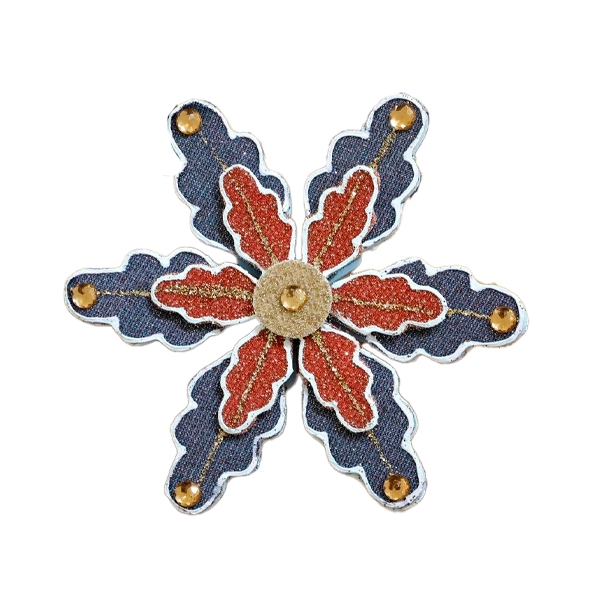 тр-2/188 Новогоднее украшение из ткани "Снежинка" 6" SNOWFLAKE AH077