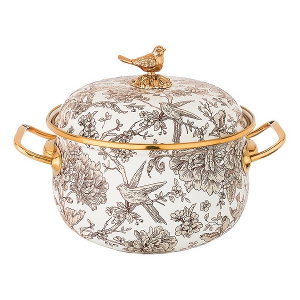 Рос 950-082 КАСТРЮЛЯ ЭМАЛИРОВАННАЯ AGNESS С КРЫШКОЙ, СЕРИЯ ROYAL GARDEN 2,8Л, ДИА.18СМ ПОДХОДИТ ДЛЯ ИНДУКЦИОН.ПЛ