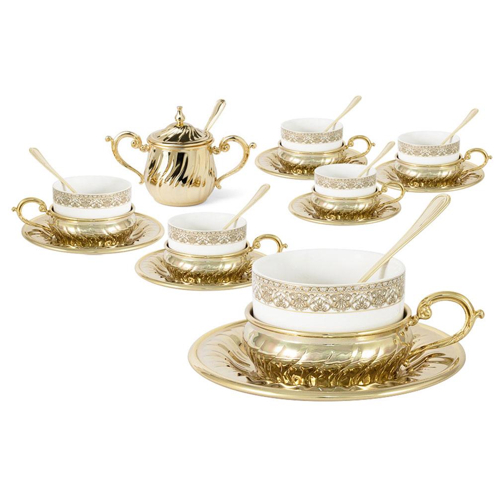 Иг-6207500 Чайный набор на 6 персон "Stradivari" с отделкой под золото в подароч.коробке Chinelli