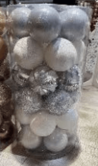 Ри-Нг-407 Новогодние шары 8 см 24 шт цвет белый с серебром LR8024-ZH