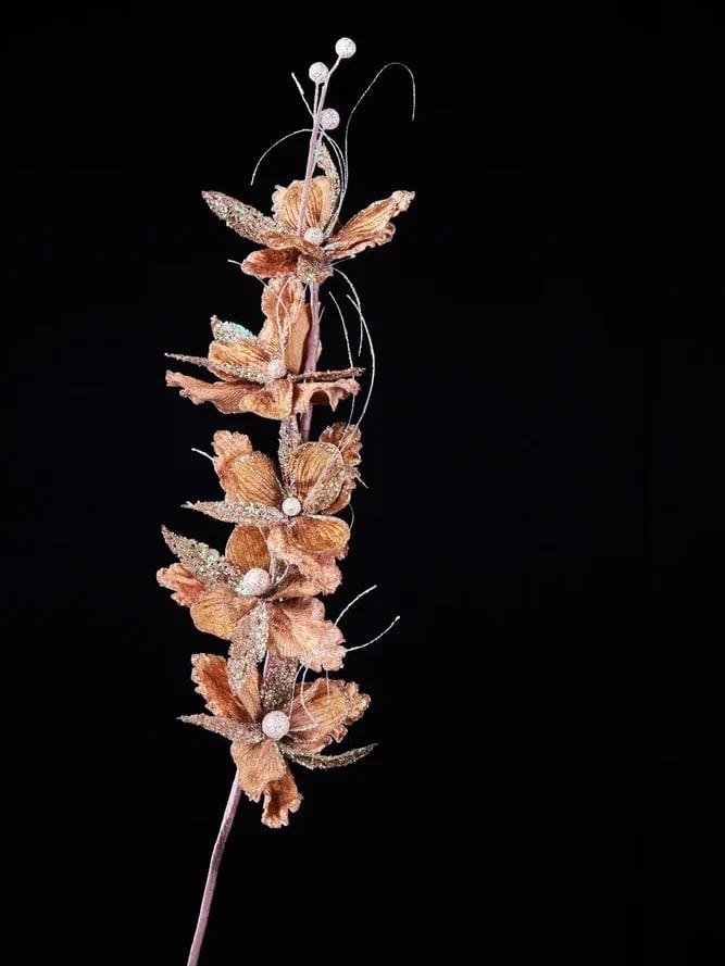 РТР 89069 ПРЕМИУМ ВЕТОЧКА С ОРХИДЕЯМИ КОРИЧНЕВАЯ С ПЕРЛАМУТРОВЫМ ГЛИТТЕРОМ 66 СМ