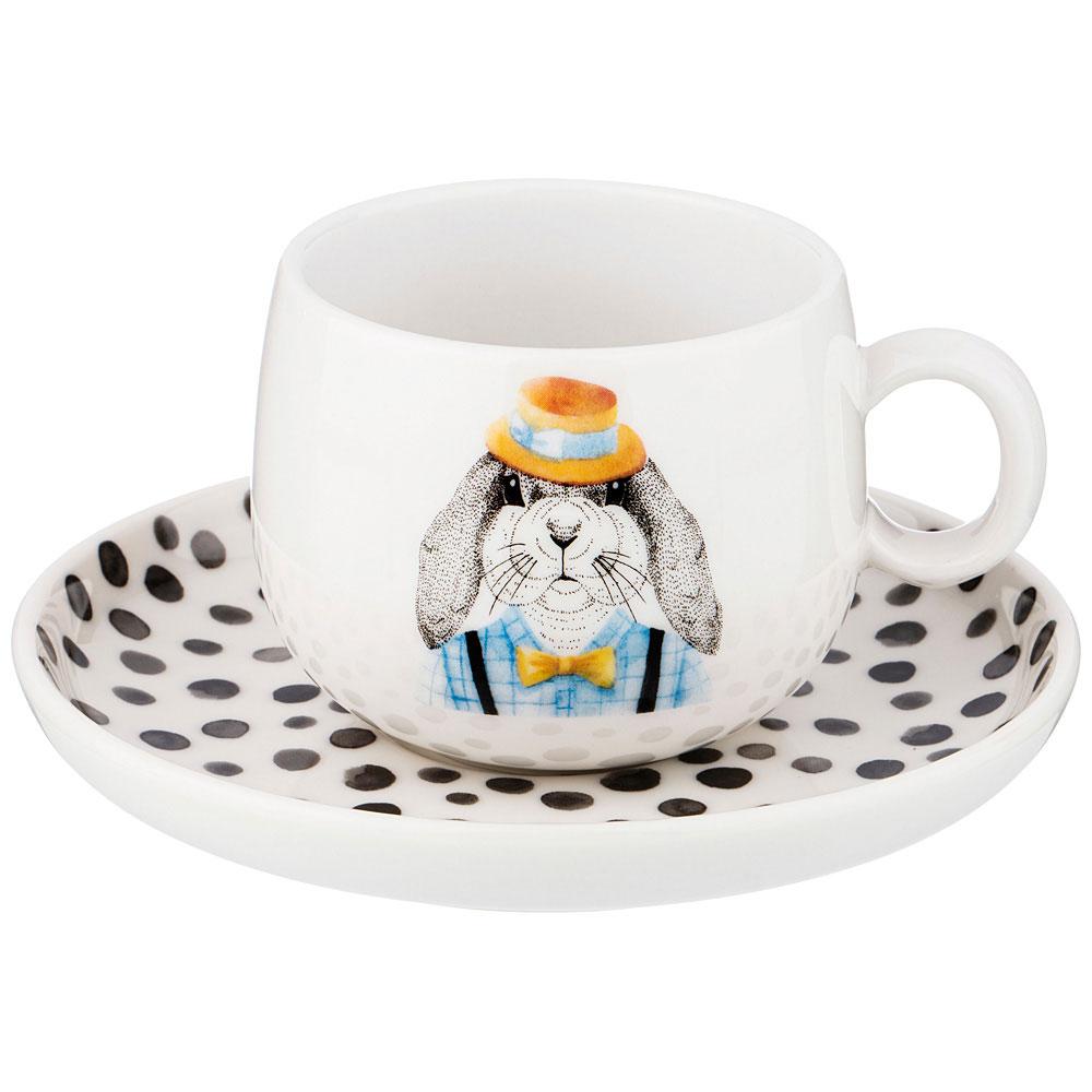 Рос 409-132 ЧАЙНЫЙ НАБОР "FASHION ANIMALS"  ЗАЯЦ,  НА 1ПЕР. 2ПР. 450 МЛ