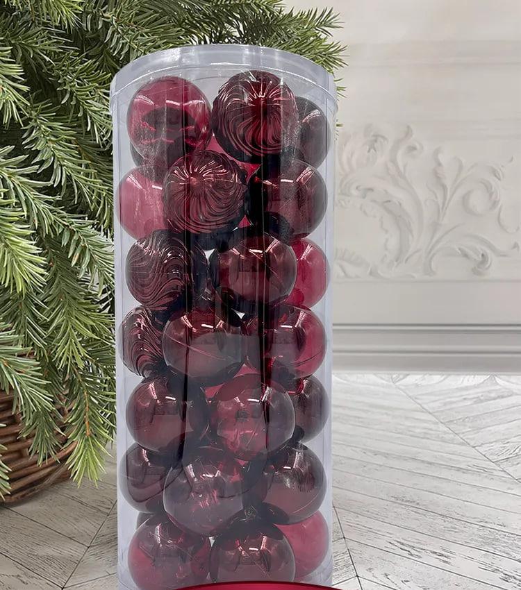 РТР 13709 НАБОР ПЛАСТИКОВЫХ ШАРОВ Ø 6 СМ 35 ШТ. ЯГОДНЫЙ/ ЯГОДНЫЙ ПРОЗРАЧНЫЙ В ПРОЗРАЧНОЙ УПАКОВКЕ