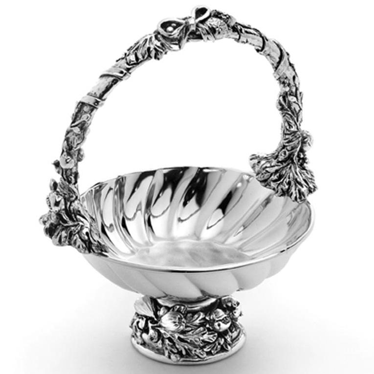 Иг-2079206 Ваза на ножке в виде корзинки с отделкой под серебро Chinelli (вазы конфетница конфетницы металлические)