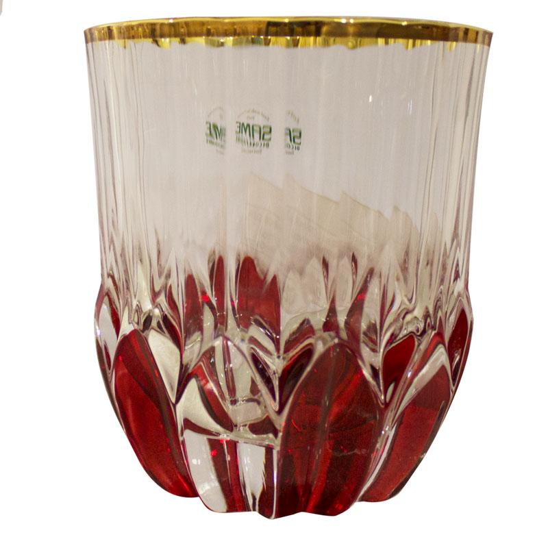 Ис-2211L/кр Набор из 6 стаканов для виски  цвет красный с золотой оконтовкой хрусталь SAME (тумблеры стаканы наборы хрустальные)