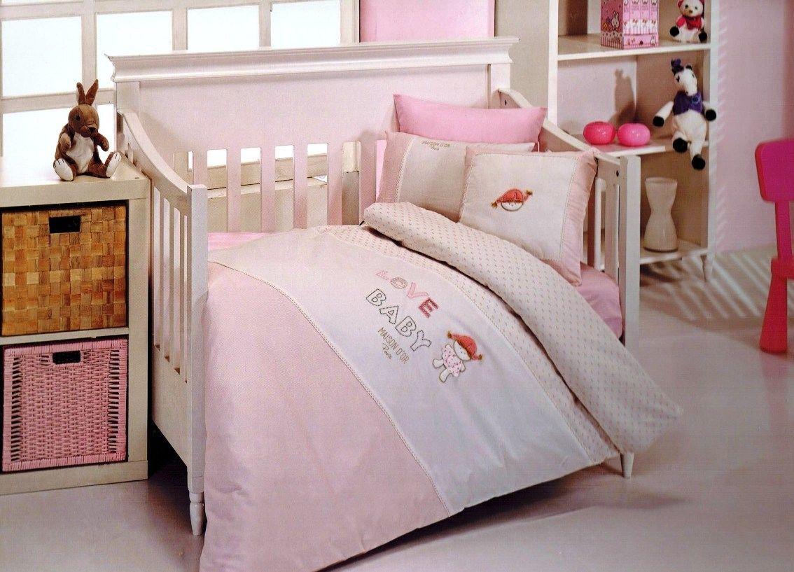 MD-150/р Постельное белье детское для девочки цвет розовый Baby LOVE BABY NEV.TK  Maison D'or  к-т