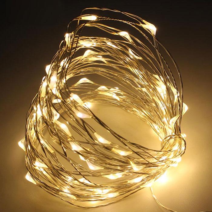 Ри-47/118 Гирлянда 100L 10M медный провод, с адаптером, 3м провод warm white