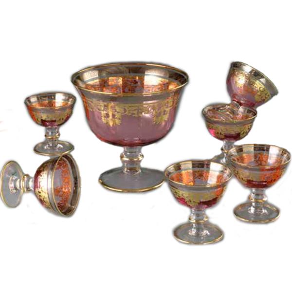 Ис-7734/PGS/G Набор фруктовница+6 креманок с золотой оконтовкой SAME 64399