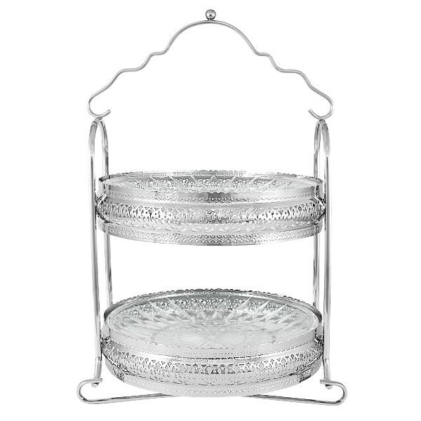 Р-2018/138 Блюдо сервировочное двухъярусное "Британи" 23х20х33см, нерж сталь RE-C3294C