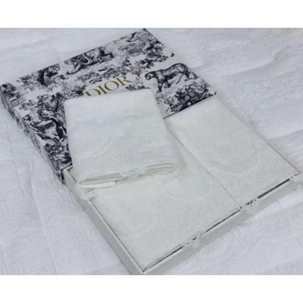 КПГ-150 Набор полотенец с кружевами DIOR 100% Египетский хлопок 76*142-1шт, 45*71-2шт цвет белый к-т