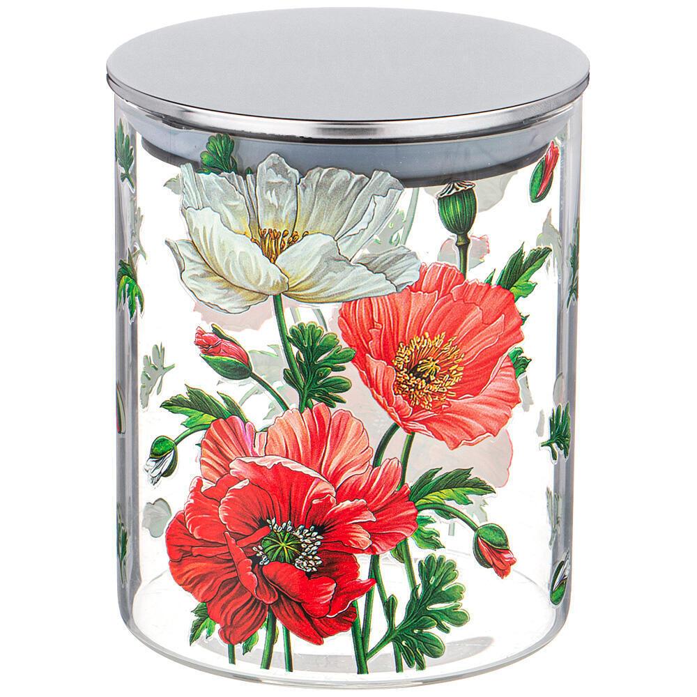 Рос 887-133 ЕМКОСТЬ ДЛЯ СЫПУЧИХ AGNESS "МАКИ", 850 МЛ БОРОСИЛИКАТНОЕ СТЕКЛО 10*13 СМ