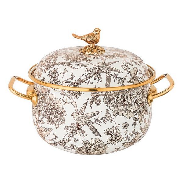 Рос 950-082 КАСТРЮЛЯ ЭМАЛИРОВАННАЯ AGNESS С КРЫШКОЙ, СЕРИЯ ROYAL GARDEN 2,8Л, ДИА.18СМ ПОДХОДИТ ДЛЯ ИНДУКЦИОН.ПЛ