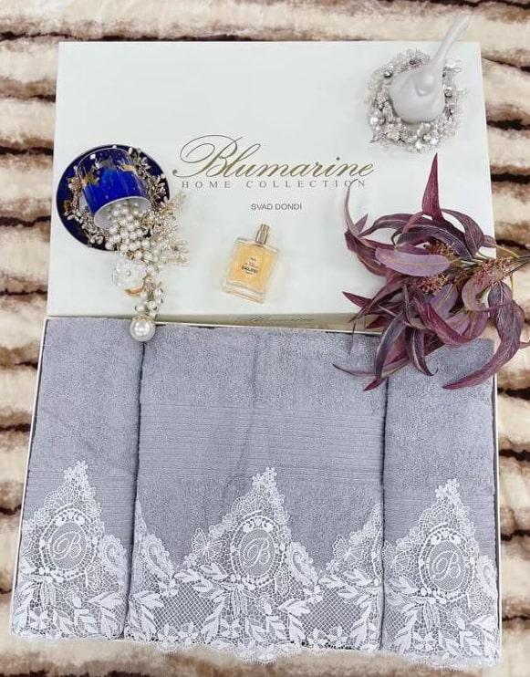 КПГ-342/бел Набор полотенец с кружевами Blumarine 100% Египетский хлопок 70*140-1шт, 50*90-2шт цвет белый к-т