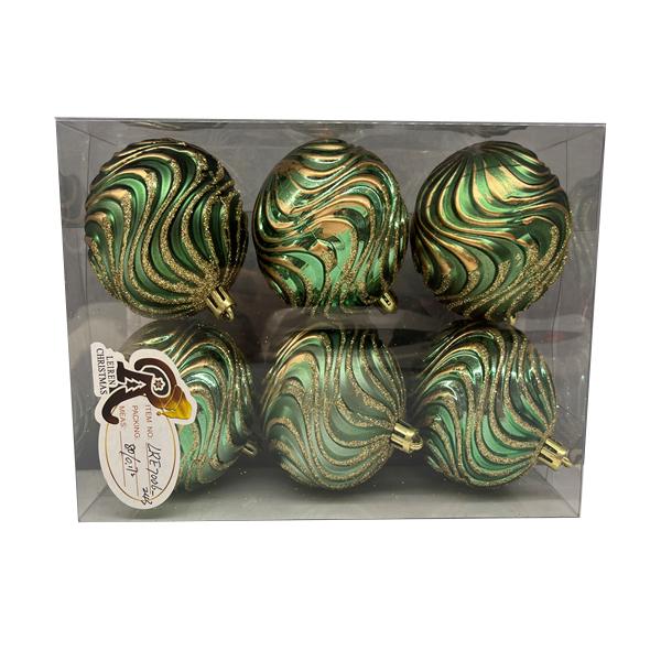 Ри-Нг-589 Набор елочных шаров 7см из 6 шт зеленые LRE7006-243