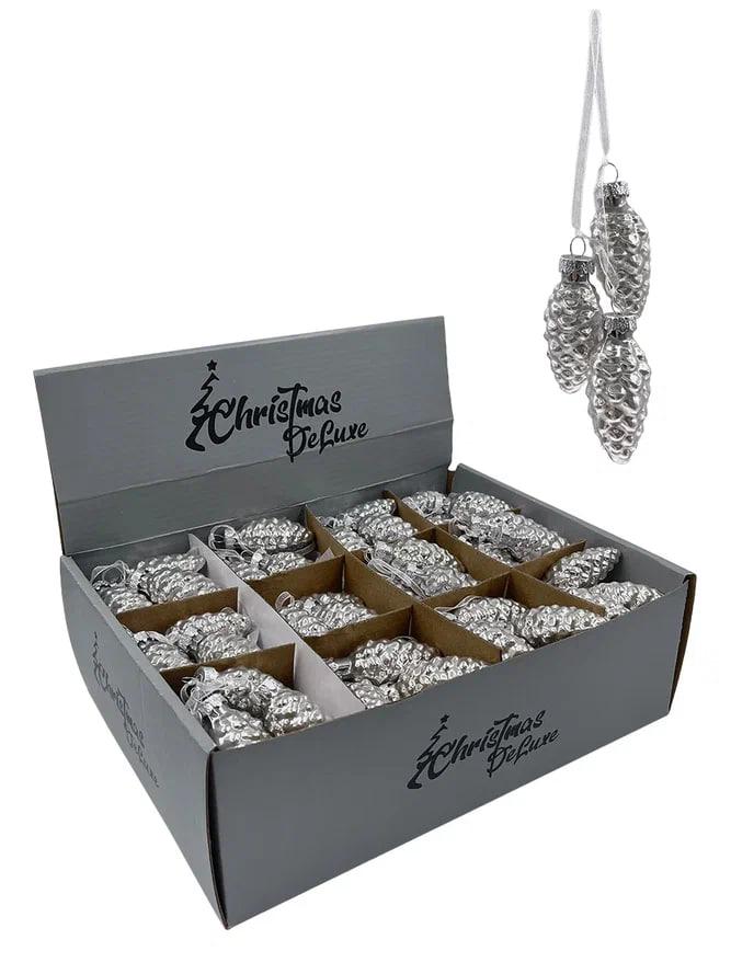 РТР 13871 СТЕКЛО В ДИСПЛЕЕ СВЯЗКА ШИШЕК 3ШТ. 6СМ СЕРЕБРЯНЫЙ БЛЕСК