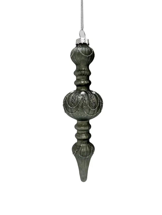 РТР 14011 ЕЛОЧНАЯ ИГРУШКА СОСУЛЬКА ФИГУРНАЯ 16 СМ ГРАФИТ СТЕКЛО