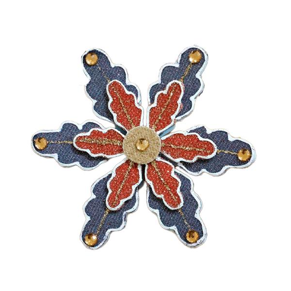 тр-2/188 Новогоднее украшение из ткани "Снежинка" 6" SNOWFLAKE AH077